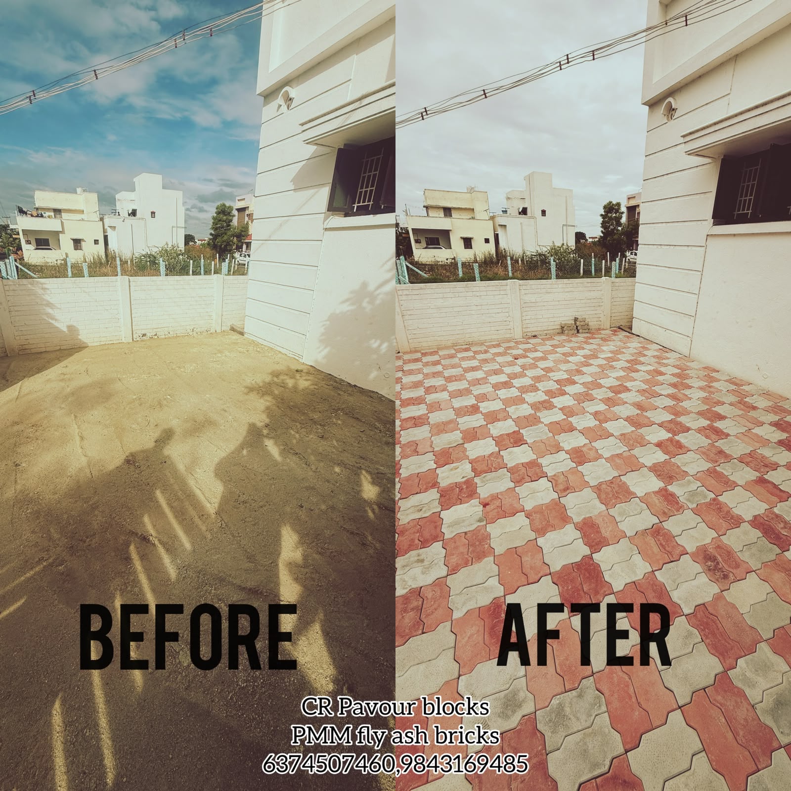 Residential yard before paving — bare levelled sand