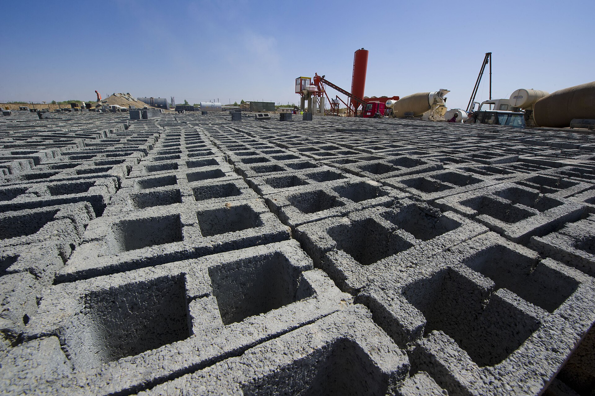 Stacked fly ash bricks